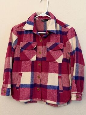 Girls' Flannel Plaid Button-Front Shacket